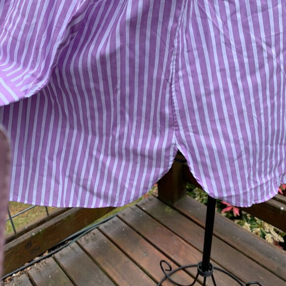 NWT UNIQLO Women's size XL Lavendar/White Striped Long Sleeve Button Down Shirt - Picture 6 of 12